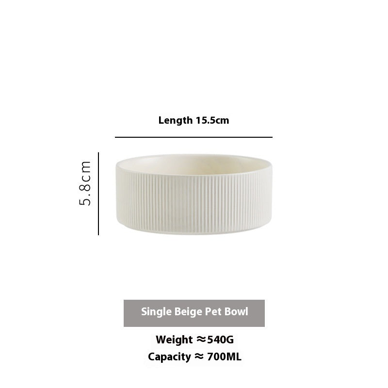 Pet Simple Wooden Frame Anti-tumble Ceramic Bowl