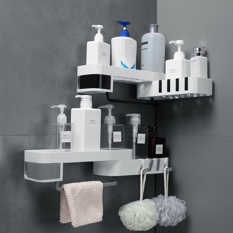 Bathroom Kitchen Corner Shelf – Creative Double-Layer Multi-Function Seamless Wall-Mounted Storage Rack