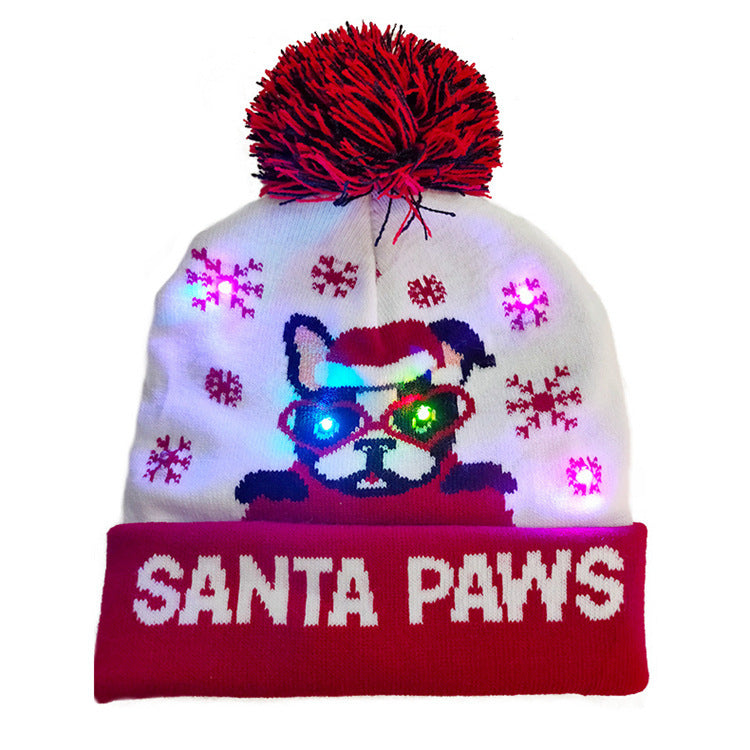 LED Light Up Christmas Knitted Hat Sweater Beanie for Kids and Adults