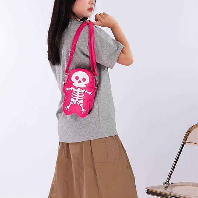 Halloween Skull Crossbody Bag – Cute Small Phone Shoulder Messenger Purse