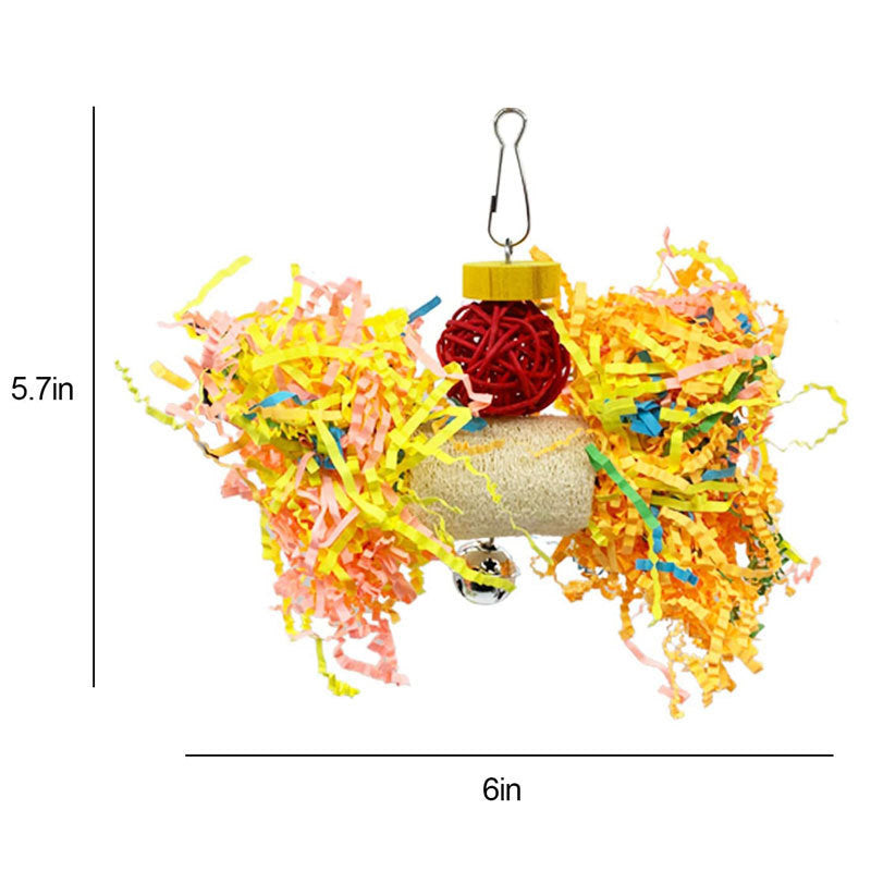 Willetty Parrot Gnawing Toy Set – Rattan Balls with Colorful Paper Scraps
