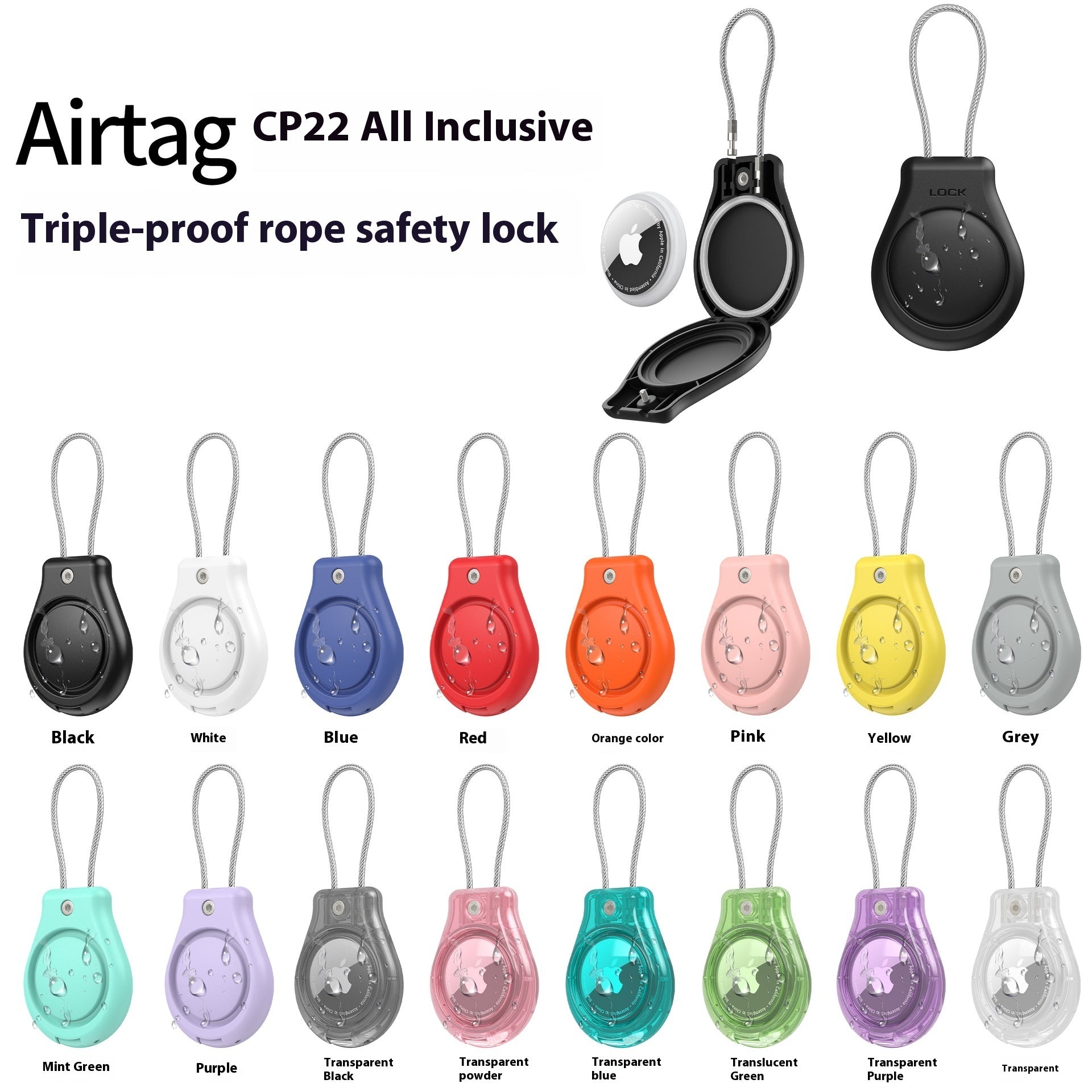Anti-loss Alarm Device All-inclusive Waterproof Metal Necklace Chain Safety Lock Protective Cover