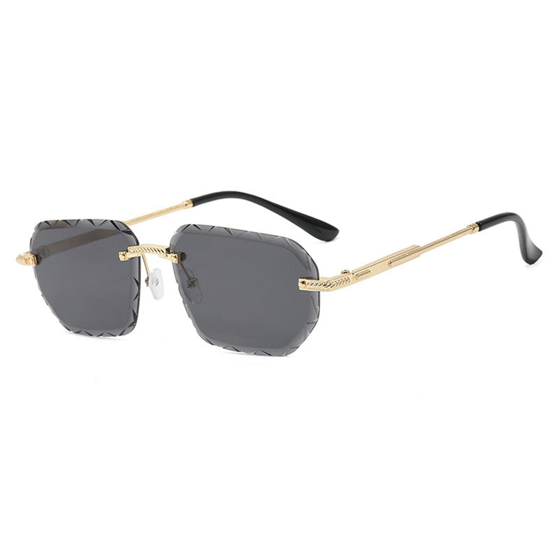 Frameless Square Metal Sunglasses for Women – Small Frame Trendy Eyewear