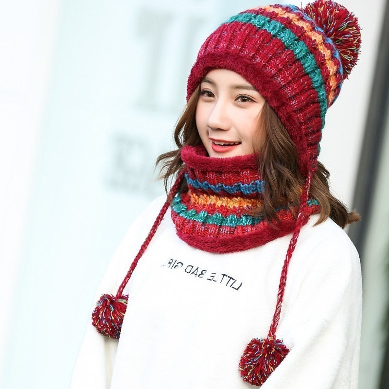 Warm Wool Knitted Hat and Scarf Set
