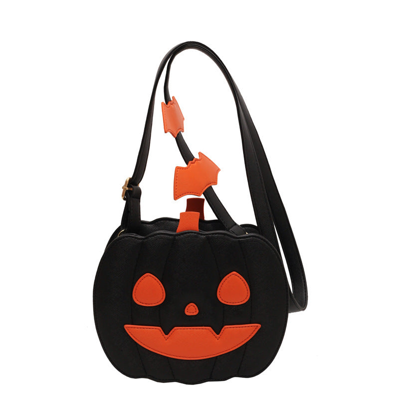 Halloween Pumpkin Crossbody Bag – 2023 Cartoon Shoulder Purse with Bat Design