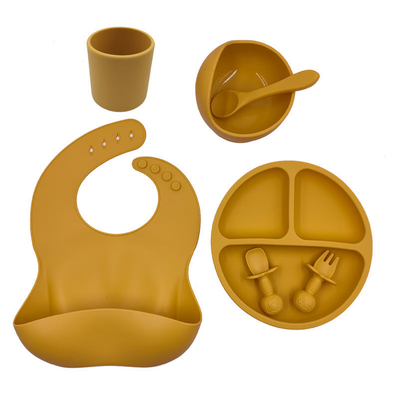 Unisex Baby Silicone Bib And Cutlery Set Minimalist Cut