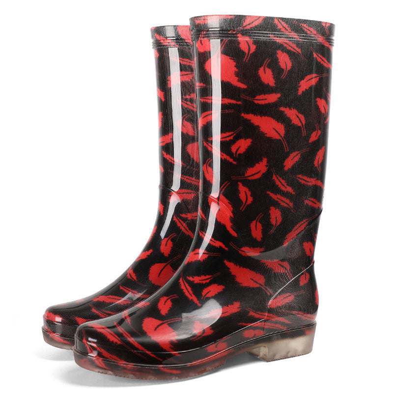 Women's PVC Rain Boots With Abstract Pattern And Non Slip