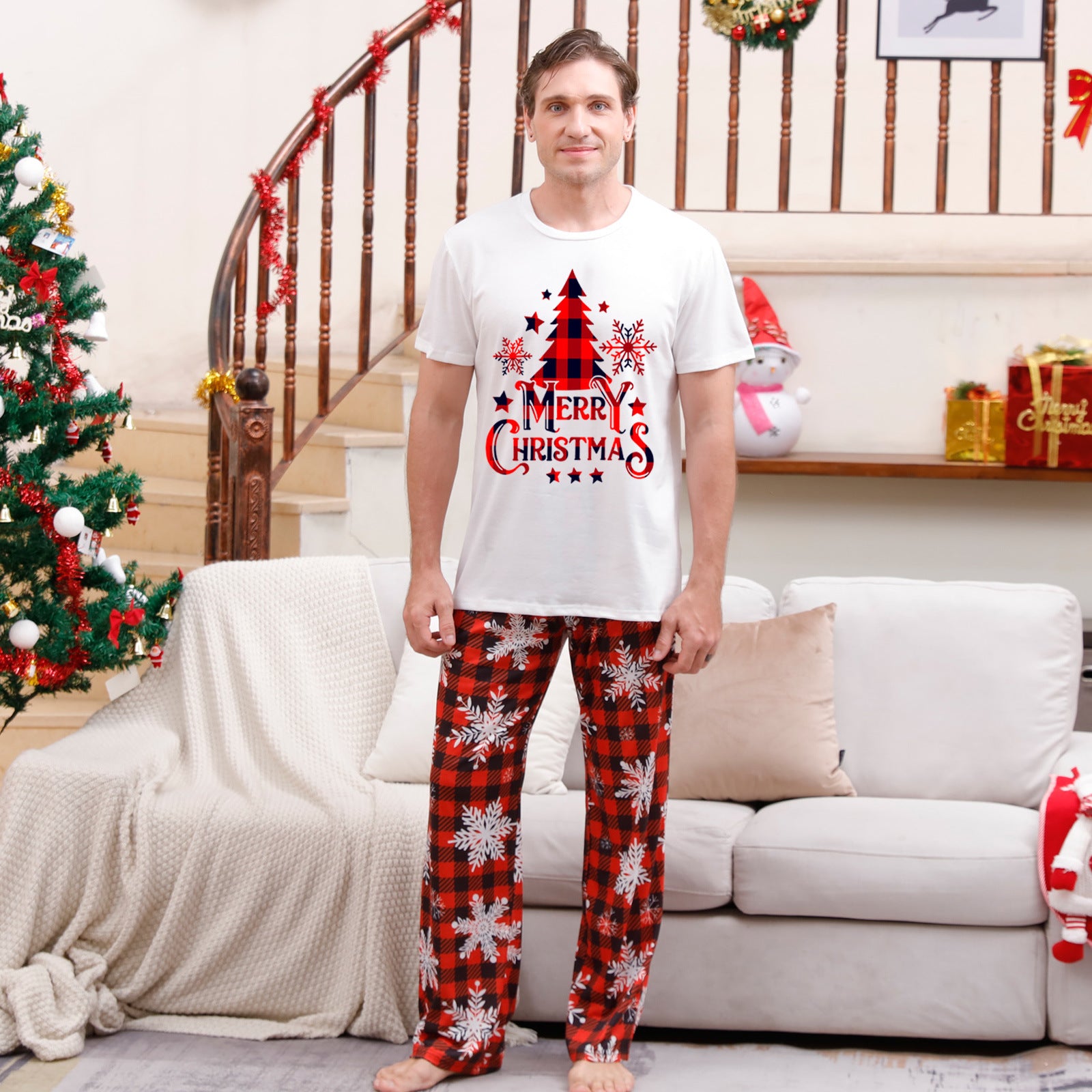 Christmas Parent-Child Plaid Pajama Set – Cozy Printed Homewear
