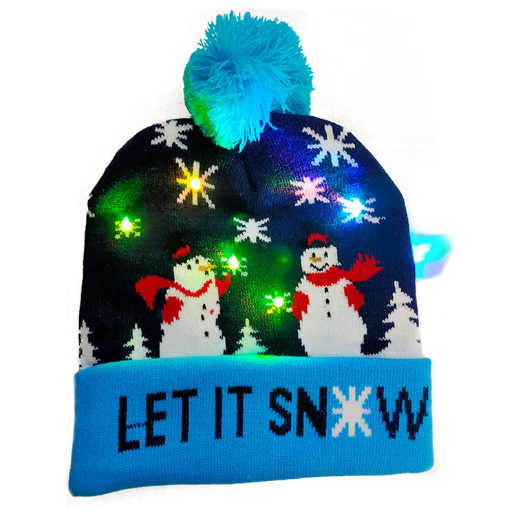 LED Light Up Christmas Knitted Hat Sweater Beanie for Kids and Adults