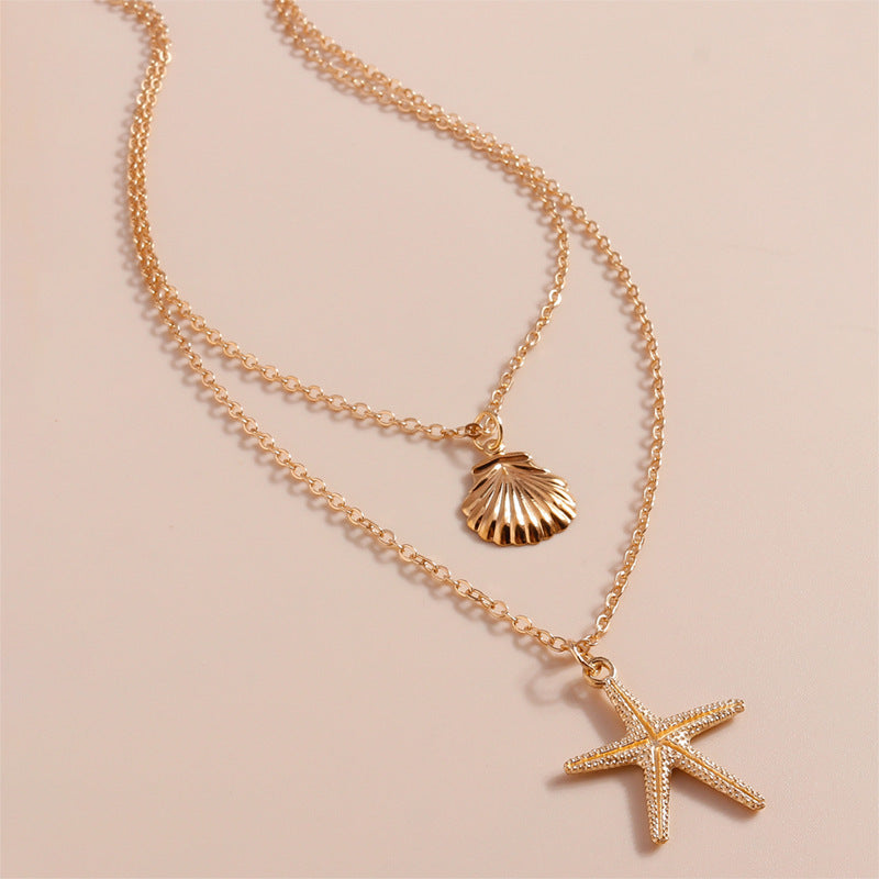 Simple Shell Double-layer Necklace For Women