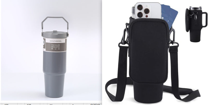 Insulated Stainless Steel Water Bottle – Travel Sports Tumbler with Handle