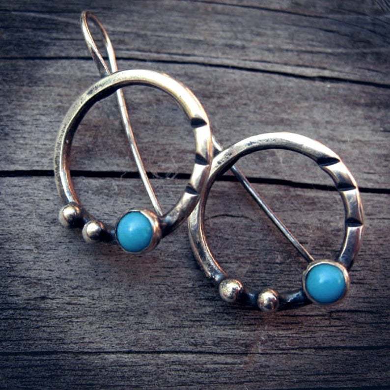 925 Plated Vintage Silver Turquoise Earrings