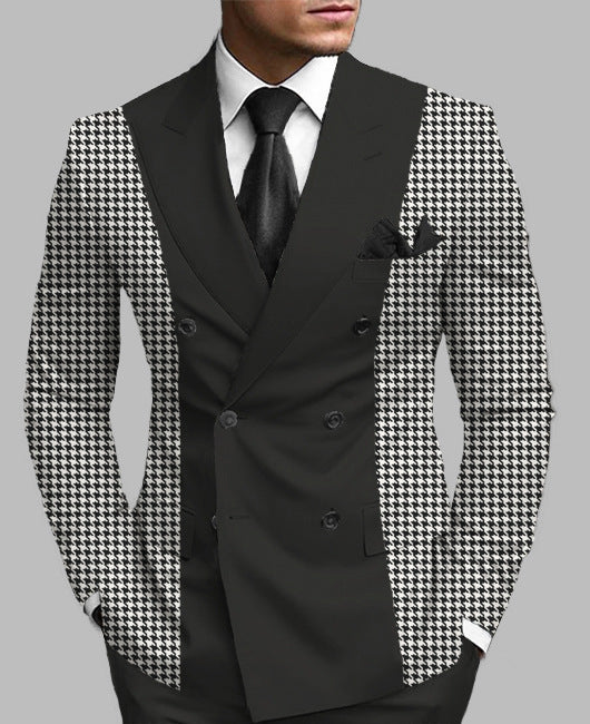 New Men's Printed Posterior Median Split Suit Jacket