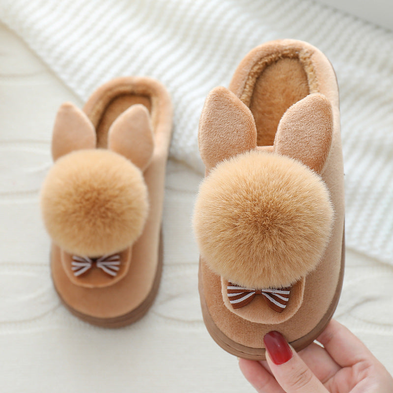 Unisex Kids Cartoon Plush Slippers Coral Fleece Warm Slim
