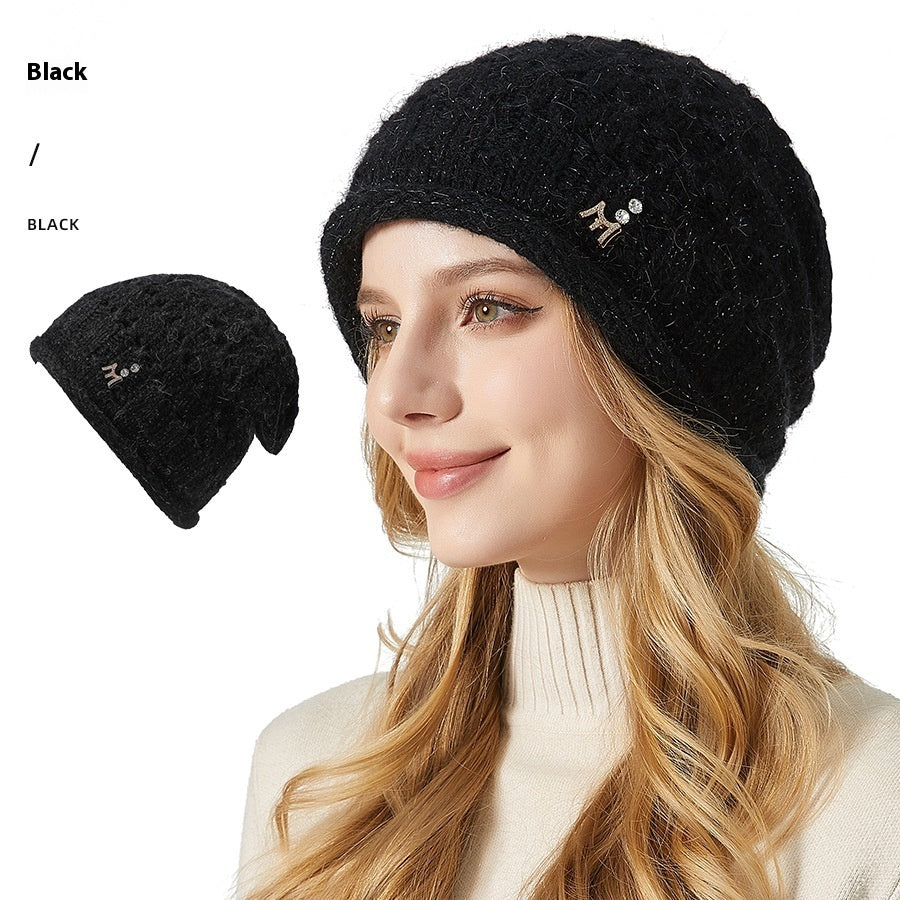 Knitted Hat Double-layer Thickened Rabbit Fur Pile Heap Cap