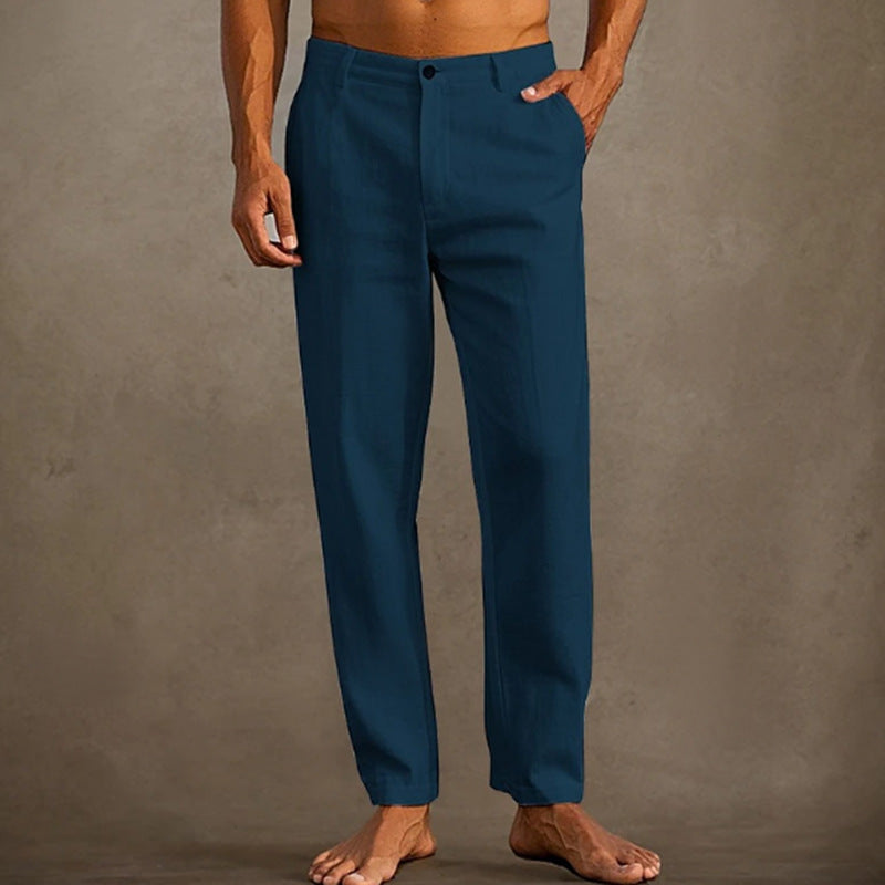Men’s Linen Beach Pants – Diagonal Pocket Cool & Comfortable Trousers