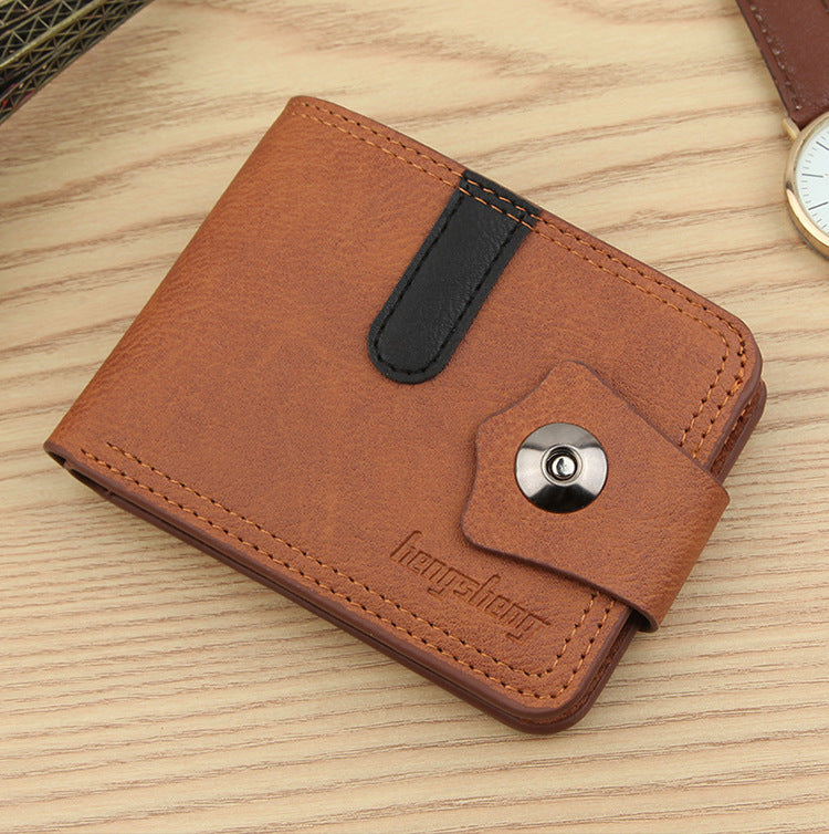Men's Slim Bifold PU Leather Wallet Litchi Pattern Card