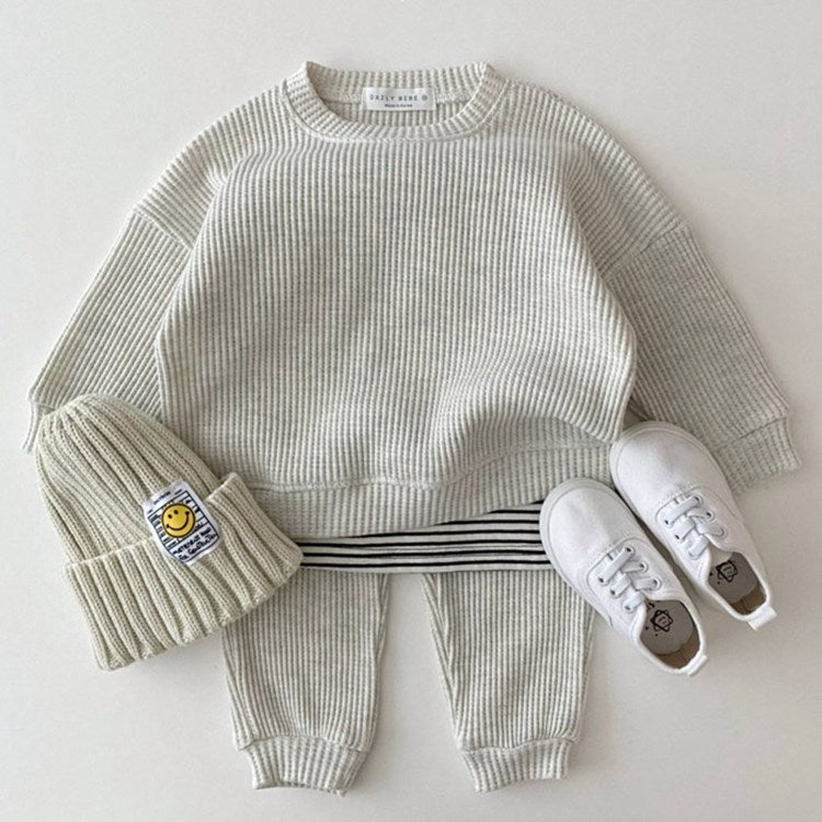 Infant Children’s Sports Suit – Spring and Autumn Korean Baby Casual Sweater and Trousers Two-Piece Set for Boys and Girls