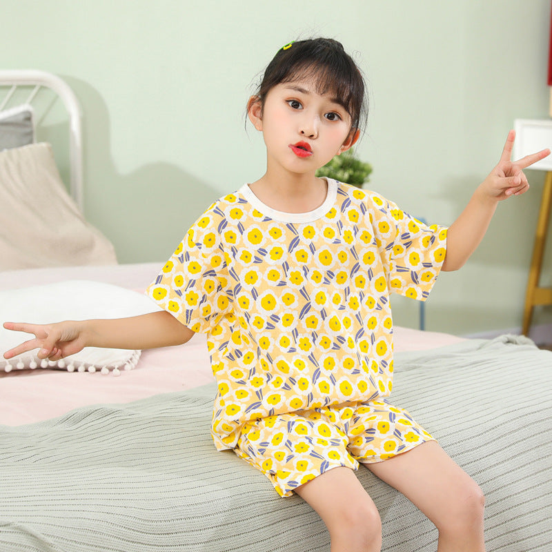 Summer Children's Short Sleeve Shorts Set Cotton Mesh