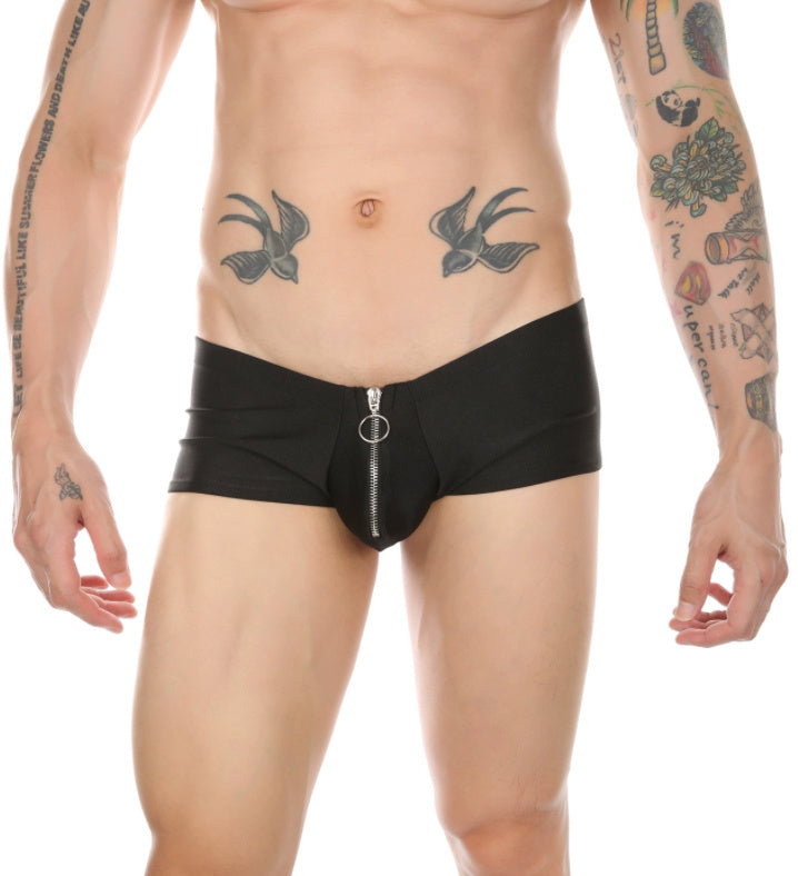 Solid-color Underpants With Zippers And Tight Underpants