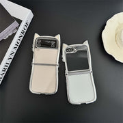 Ins Electroplating Edge Cat Ear Transparent Folding Phone Case