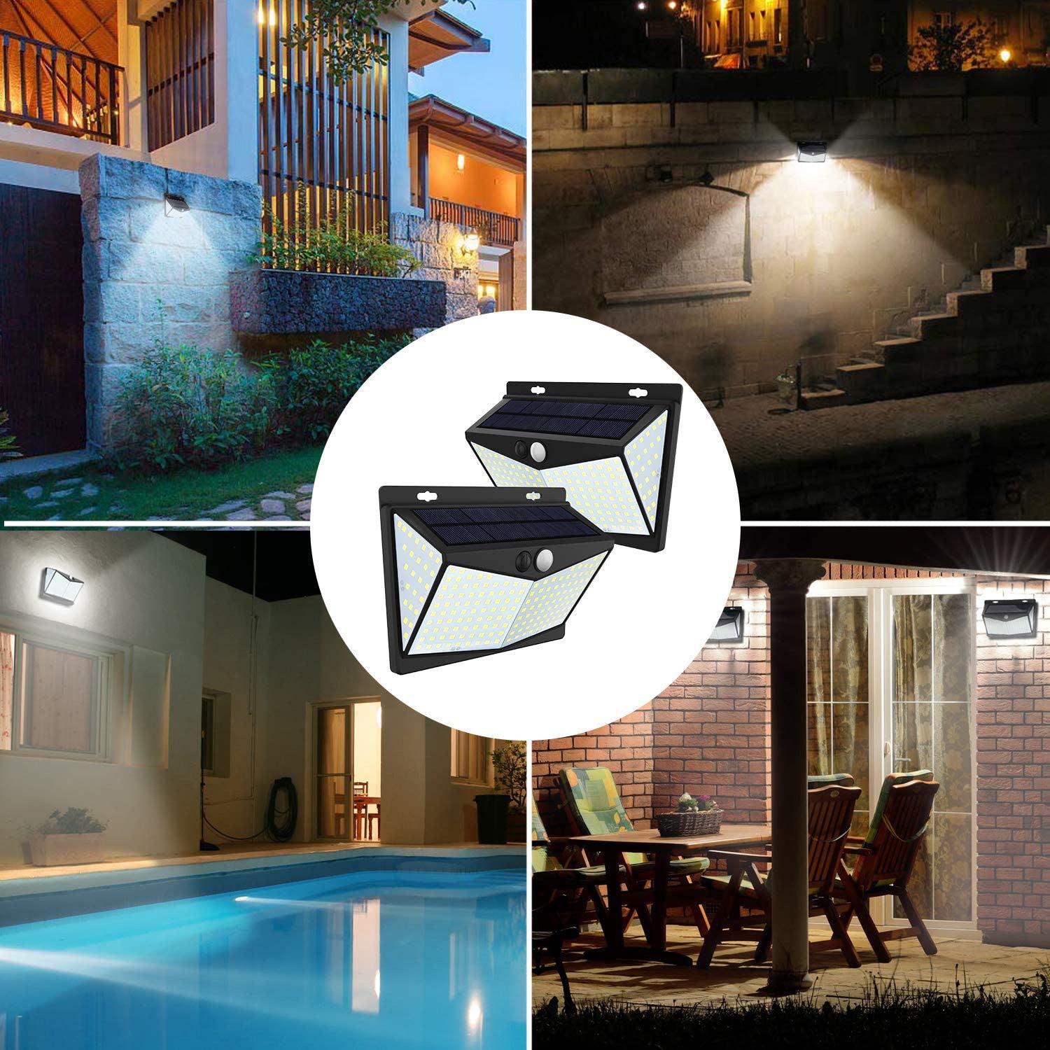 208LED Solar Wall Lamp Human Body Induction Garden Lamp Villa Landscape Lamp