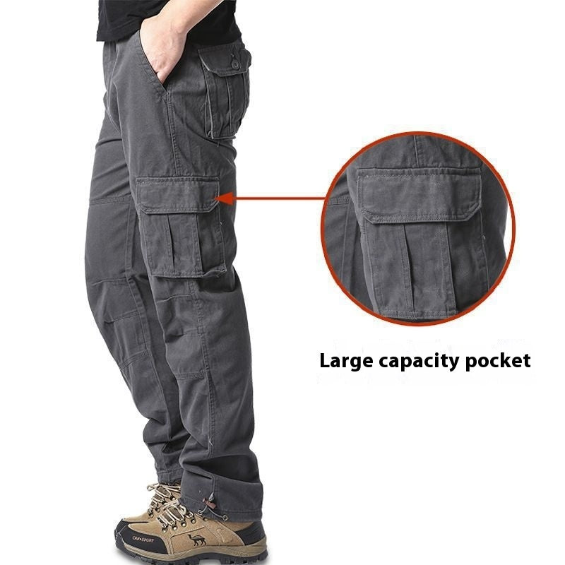 Men’s Plus Size Cargo Trousers – Cotton Multi-Pocket Wear-Resistant Work Pants