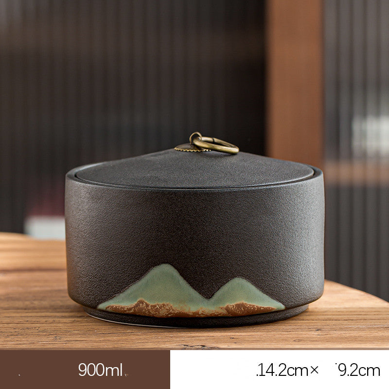 Home Large Sealed Ceramic Tea Storage Jar