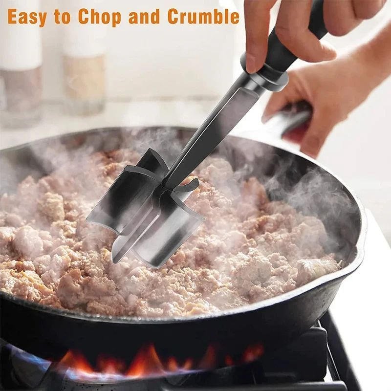 5-Blade Heat-Resistant Nylon Meat Chopper – Non-Scratch Potato Masher & Ground Beef Smasher