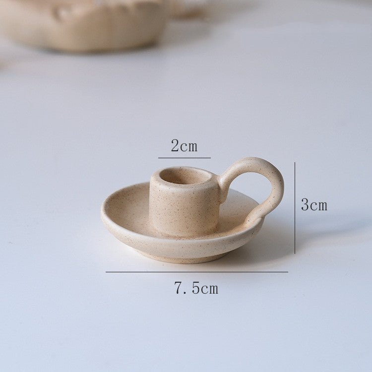 Retro Ceramic Plain Candlestick Ornament Nordic Style Simple