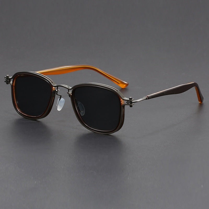 Retro Square Frame Metal Sunglasses