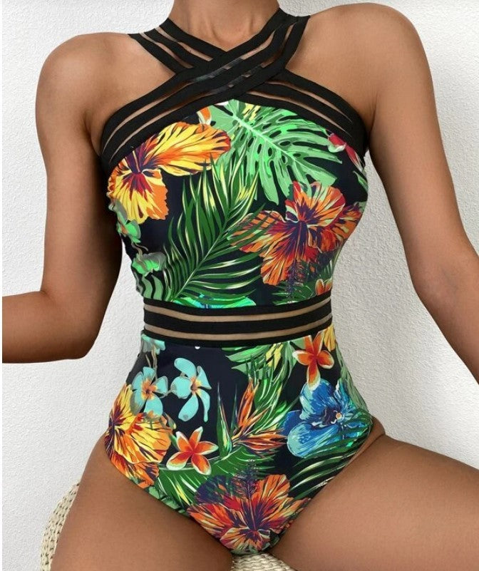 Women’s Floral One-Piece Swimsuit – Sexy Padded Swimwear