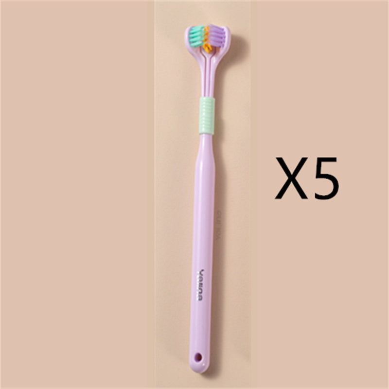 Three-Sided Macaron Soft Bristle Toothbrush – Deep Clean, Safe & Portable