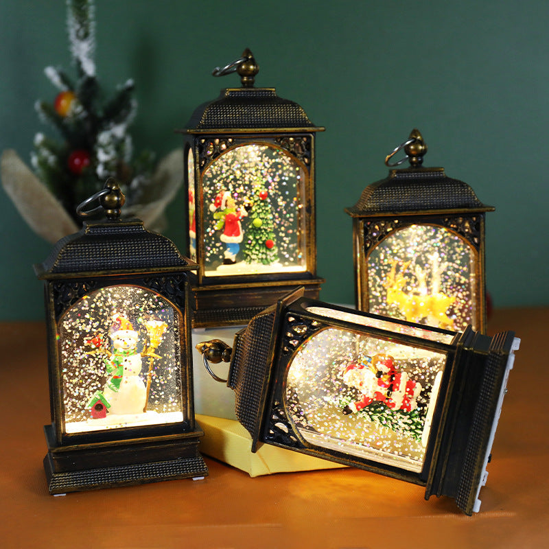Christmas Luminous Water-Filled Storm Lantern Desktop Decoration