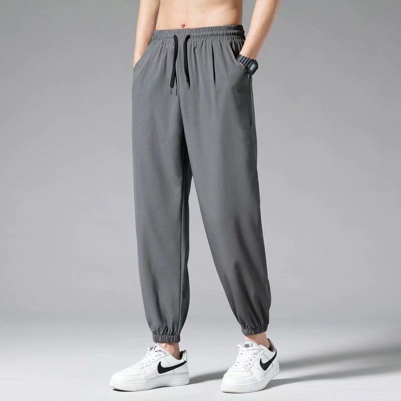 Men’s Nine-Point Wide-Leg Sweatpants with Drawstring Waist