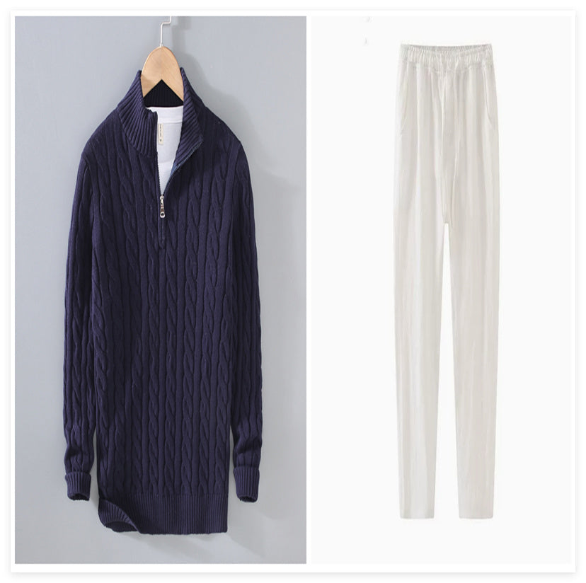 Sweater Loose Zip Pullover Knitting Sweater Coat Men