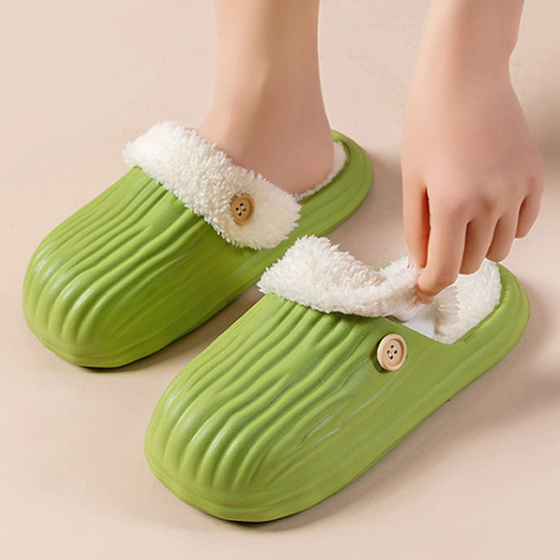 Unisex Detachable Fluffy Slippers With Faux Fur Lining