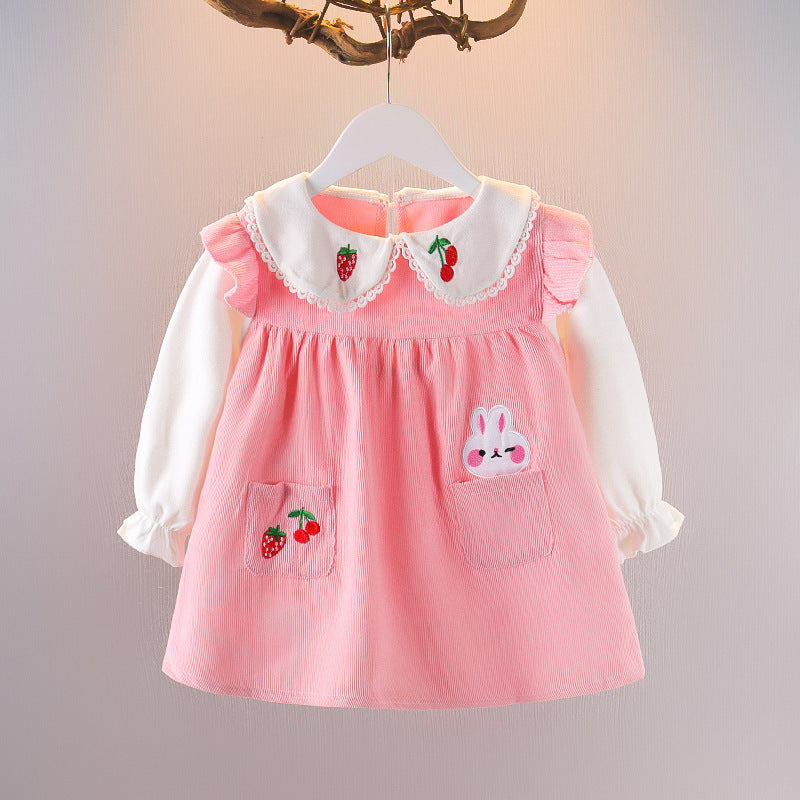 Autumn Dress Fashion All-match Cherry Cartoon Pattern