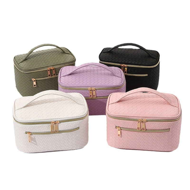Square Handle Cosmetic Bag – Portable Toiletry Travel Makeup Storage