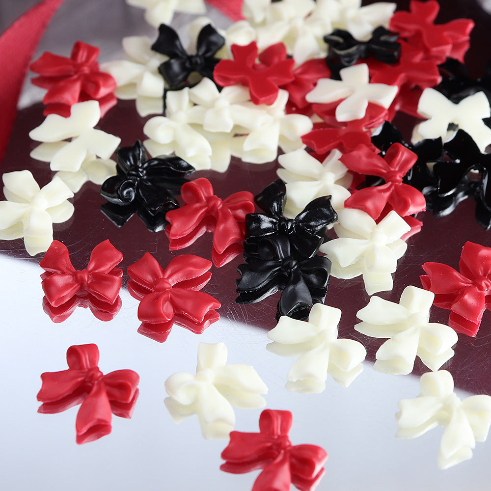 50 Pieces White Ribbon Bowknot Nail Jewelry