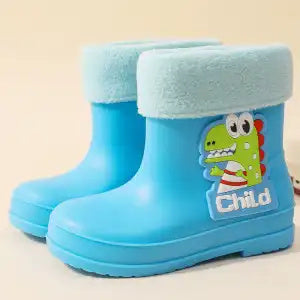 The Waterproof Shoes For Children In Dinosaur Are Thickened And Flexed