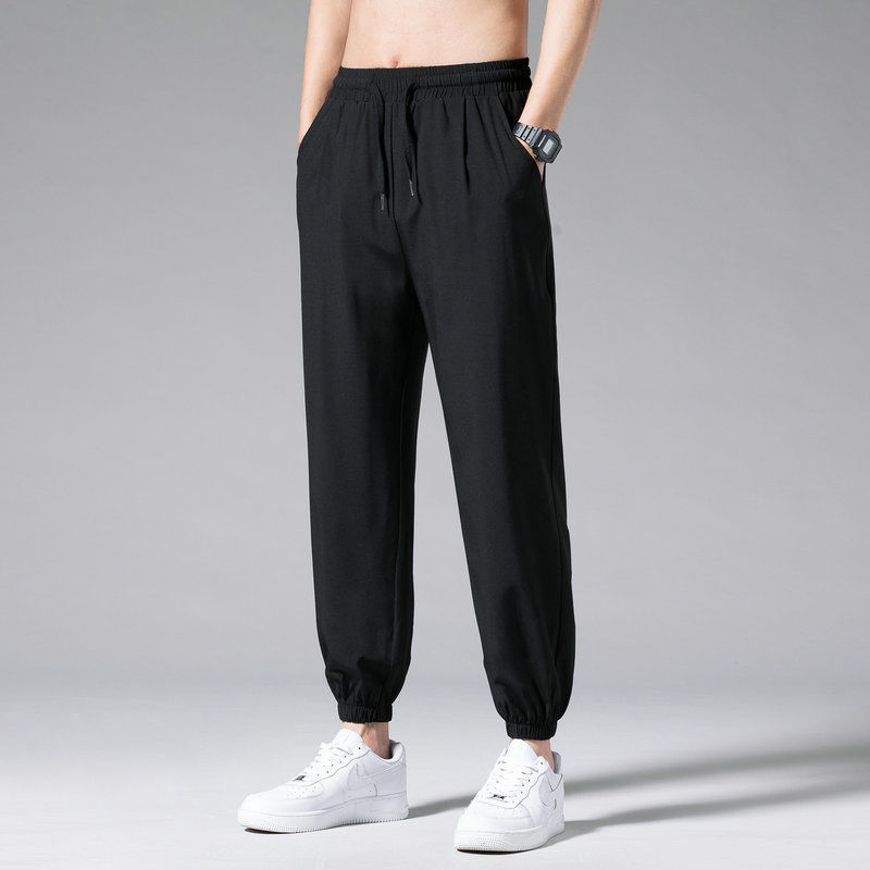 Men’s Nine-Point Wide-Leg Sweatpants with Drawstring Waist