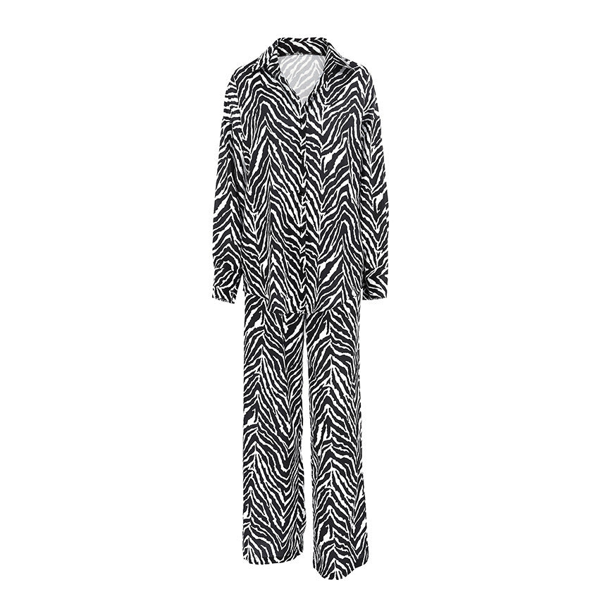 Women's Fashion Loose Striped Printed Homewear