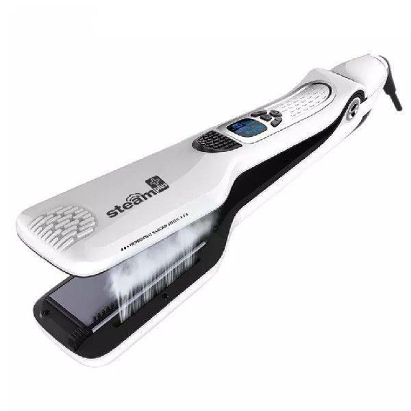 Steam Hair Straightener Brush – LCD Display Titanium Plate with 3D Comb Teeth