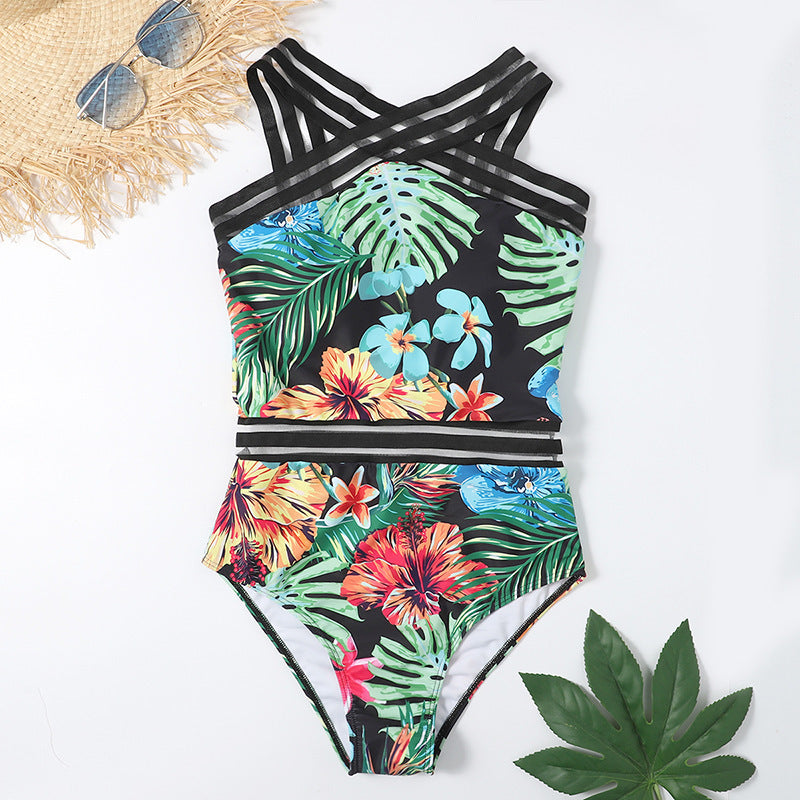 Women’s Floral One-Piece Swimsuit – Sexy Padded Swimwear