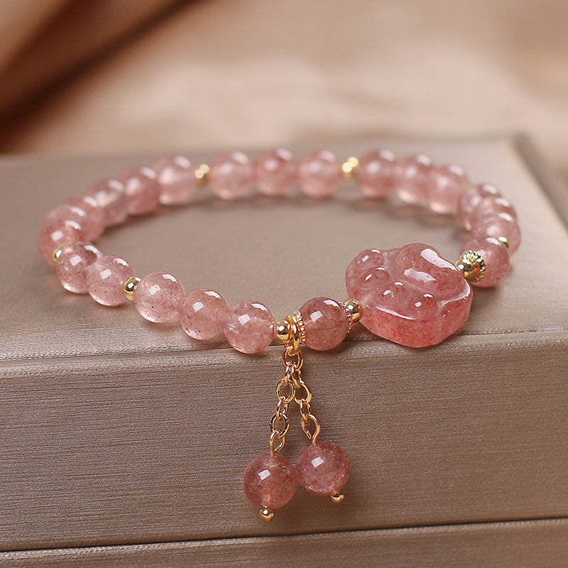 Strawberry Quartz Bracelet Double Layer Fairy Style