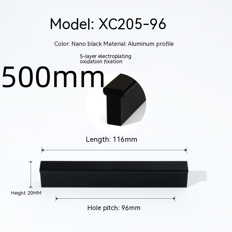 Cabinet Door Black Metal Handle One-word Lengthened