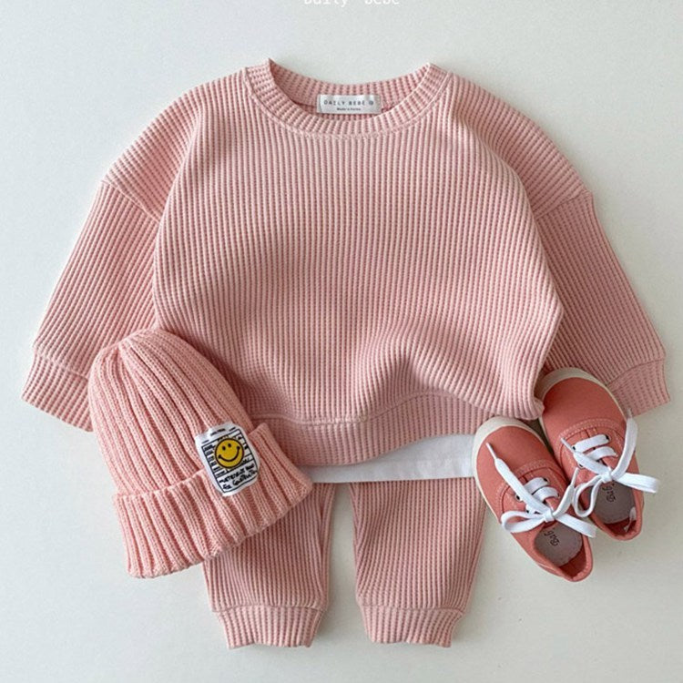 Infant Children’s Sports Suit – Spring and Autumn Korean Baby Casual Sweater and Trousers Two-Piece Set for Boys and Girls