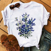 Women T-shirt Art And Plant Series Printing