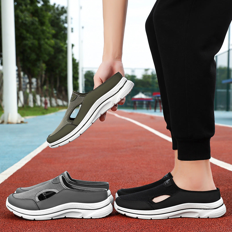 Men's Hollow-Out Slippers Fabric Soft Bottom Casual Shoes